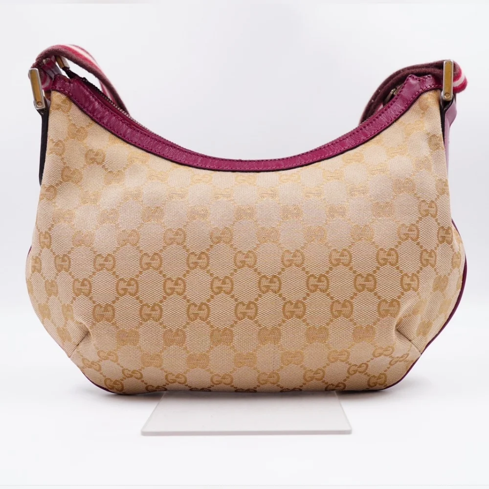 (MT388) GUCCI Monogram Web Halfmoon Crossbody Bag - Picture 9 of 16